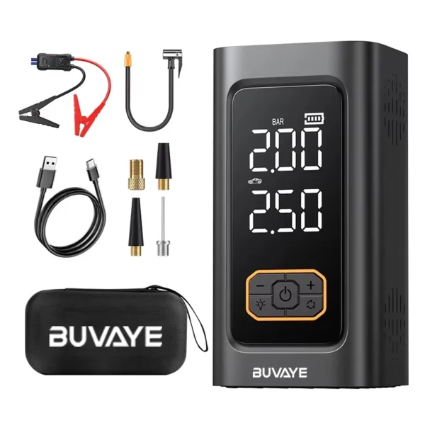 BUVAYE Car Jump Starter Power Bank Portable Air Pump 10000 mAh Auto Booster Emergency Starting Device For Petrol Diesel EV‌