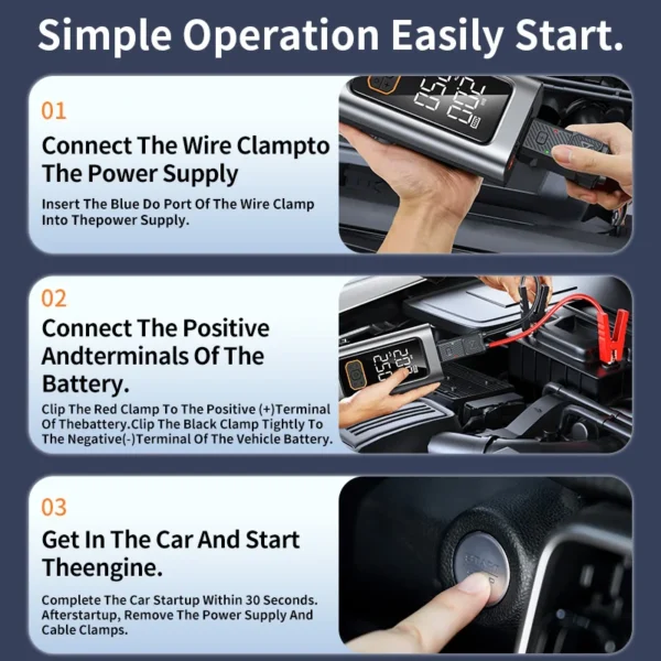 BUVAYE Car Jump Starter Power Bank Portable Air Pump 10000 mAh Auto Booster Emergency Starting Device For Petrol Diesel EV‌