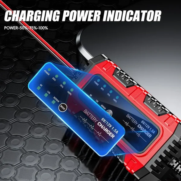 Car Battery Trickle Charger and Maintainer 1.5A 6V/12V Truck Trickle Battery Charger Automatic Tender Maintainer for Motorcycle
