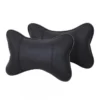 2Pcs Mini PU Leather Car Neck Pillows Universal Car Headrest Pillow Support Neck Pillow Black