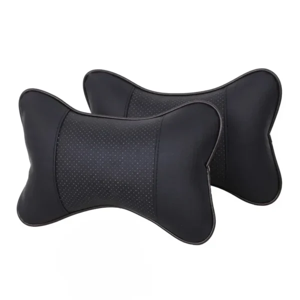 2Pcs Mini PU Leather Car Neck Pillows Universal Car Headrest Pillow Support Neck Pillow Black