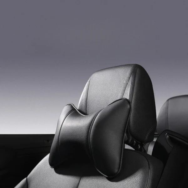 2Pcs Mini PU Leather Car Neck Pillows Universal Car Headrest Pillow Support Neck Pillow Black