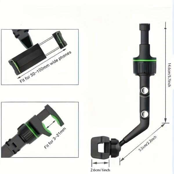 360° Rotatable Car Phone Holder Adjustable L-Shaped Mount Secure Grip Dashboard Stand