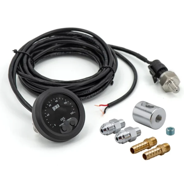 Electronic Oil pressure Gauge With 1/8NPT Sensor Red Display Digital 0-150PSI AN6 9MM To 1/8NPT Adapter