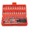 46pcs Tool Kit Screwdriver Bit Socket Ratchet Wrench Set Box Car Repair Hand Tools